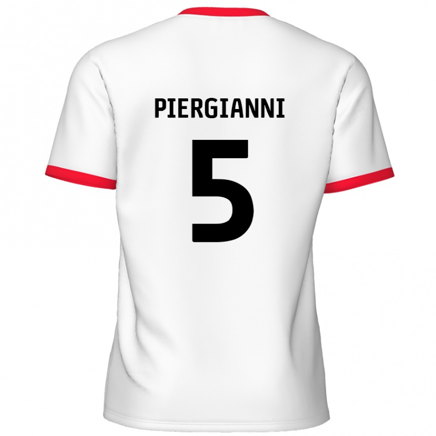 Kids Football Carl Piergianni #5 White Red Home Jersey 2024/25 T-Shirt