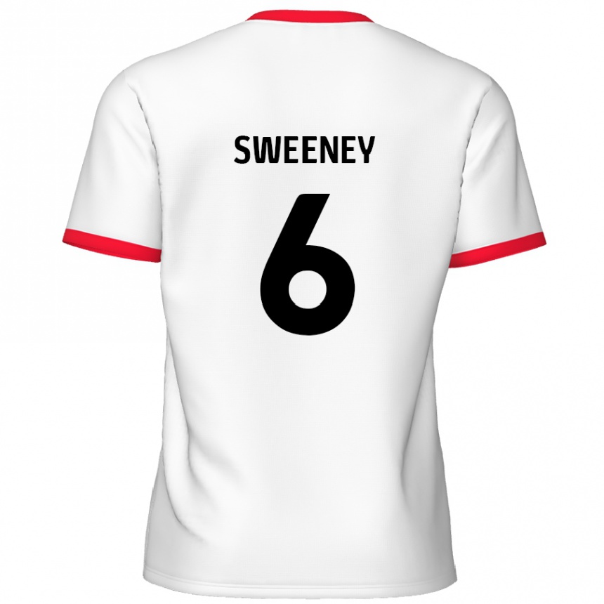 Kids Football Dan Sweeney #6 White Red Home Jersey 2024/25 T-Shirt