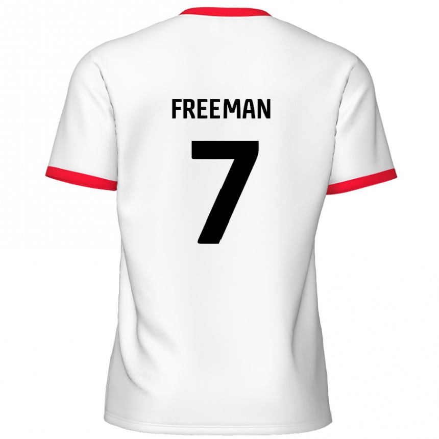 Kids Football Nick Freeman #7 White Red Home Jersey 2024/25 T-Shirt