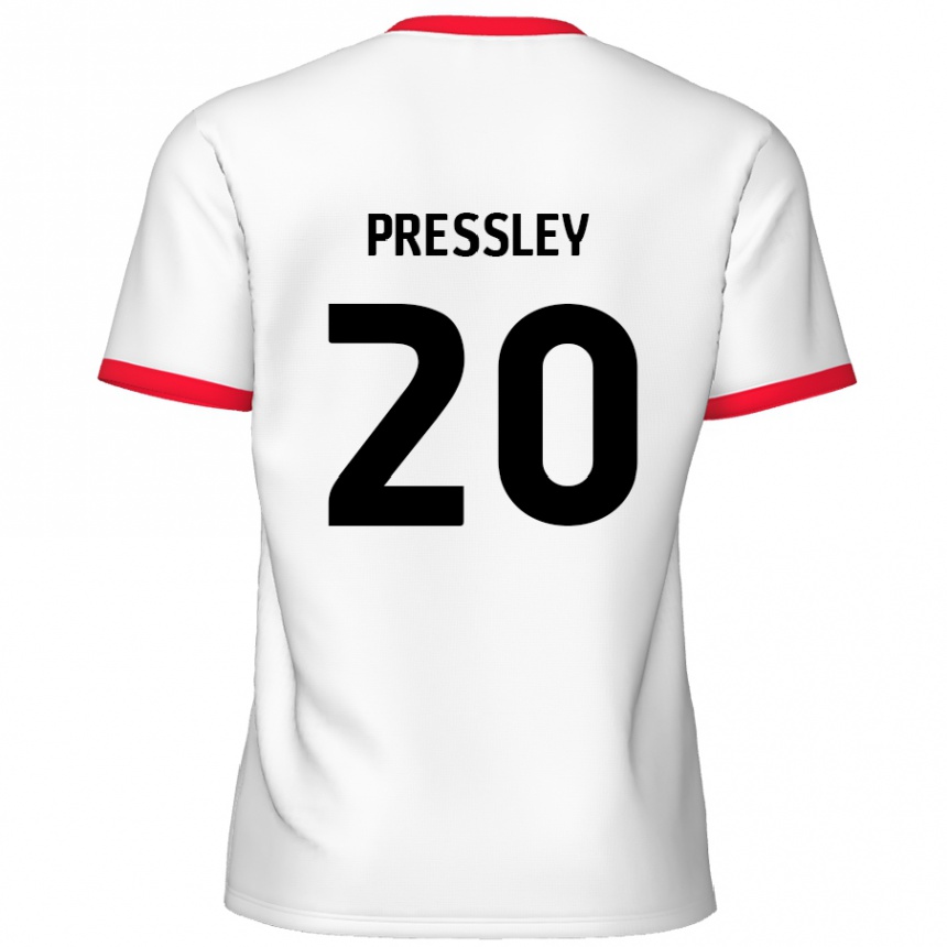 Kids Football Aaron Pressley #20 White Red Home Jersey 2024/25 T-Shirt