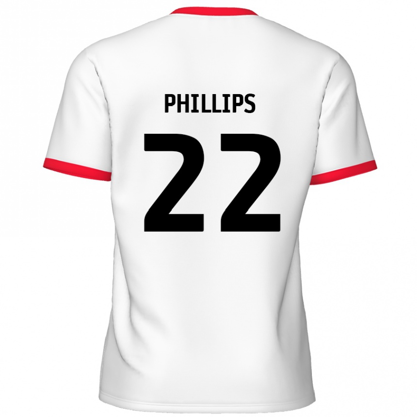 Kids Football Daniel Phillips #22 White Red Home Jersey 2024/25 T-Shirt