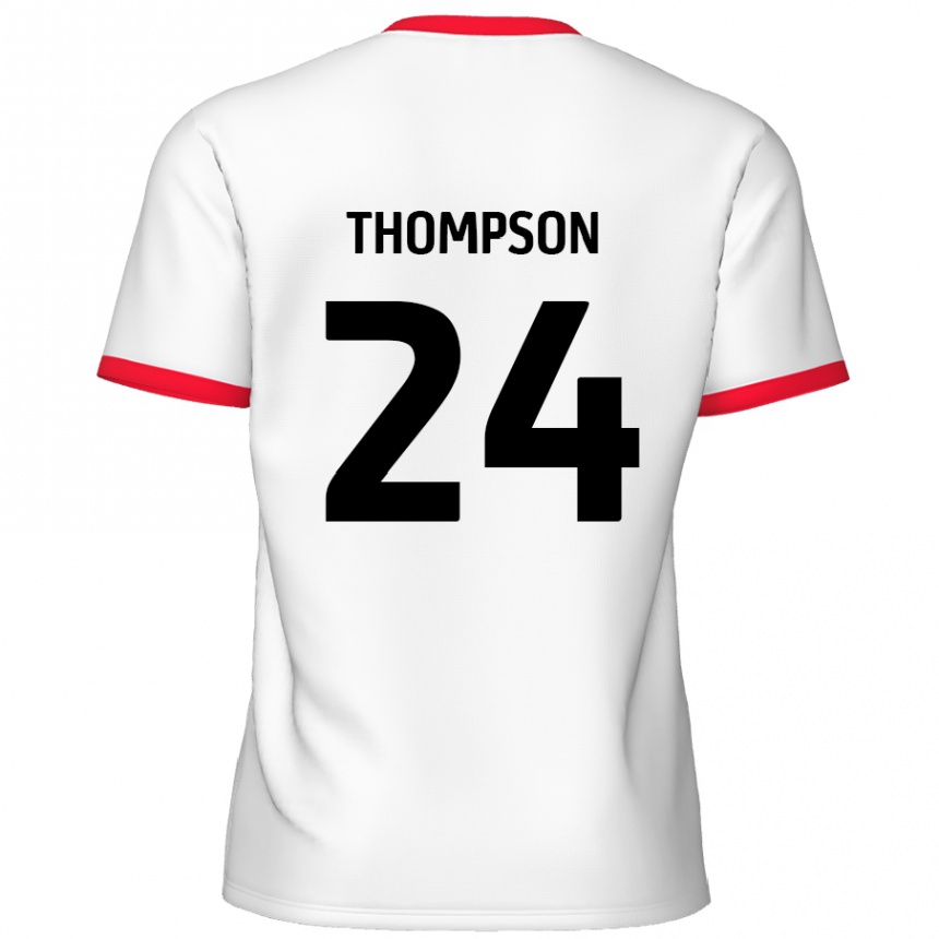 Kids Football Ben Thompson #24 White Red Home Jersey 2024/25 T-Shirt