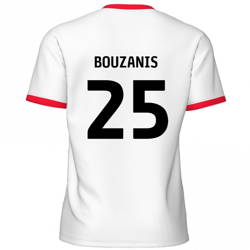 Kids Football Dean Bouzanis #25 White Red Home Jersey 2024/25 T-Shirt