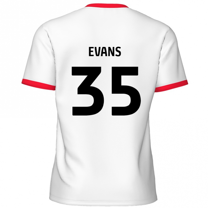 Kids Football Makise Evans #35 White Red Home Jersey 2024/25 T-Shirt