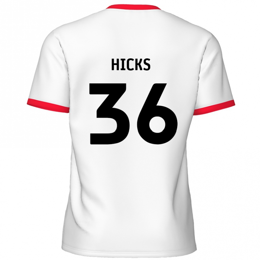 Kids Football David Hicks #36 White Red Home Jersey 2024/25 T-Shirt