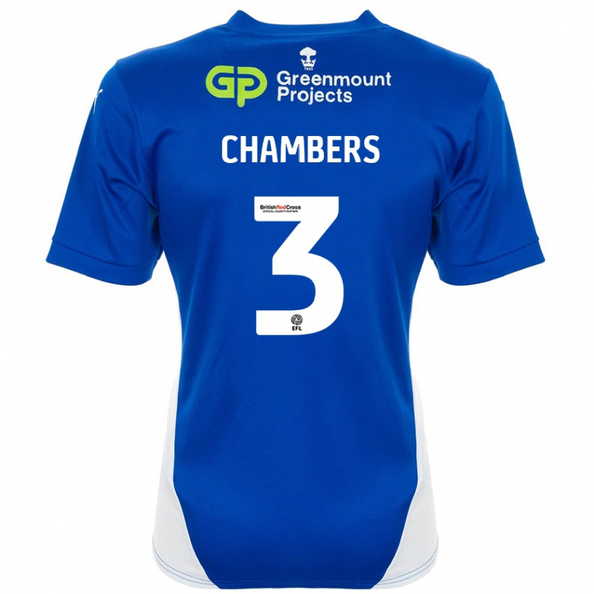 Kids Football Luke Chambers #3 Blue White Home Jersey 2024/25 T-Shirt