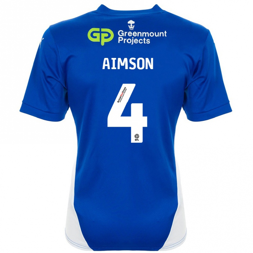 Kids Football Will Aimson #4 Blue White Home Jersey 2024/25 T-Shirt