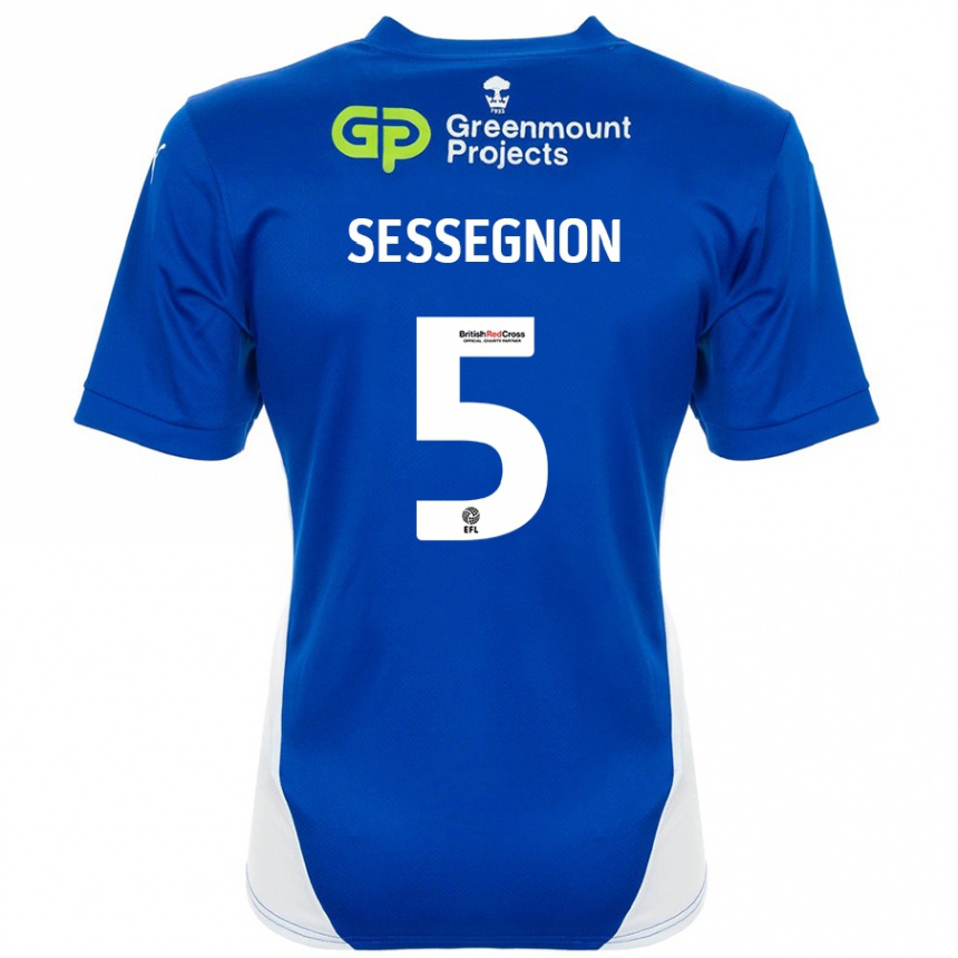 Kids Football Steven Sessegnon #5 Blue White Home Jersey 2024/25 T-Shirt