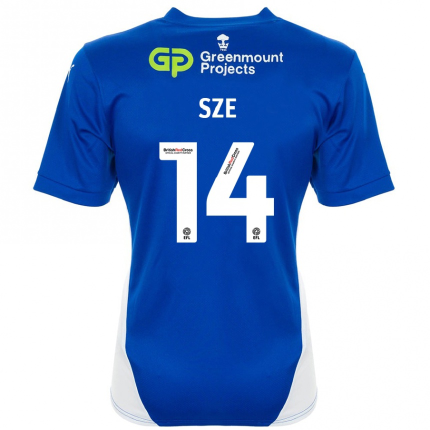 Kids Football Chris Sze #14 Blue White Home Jersey 2024/25 T-Shirt