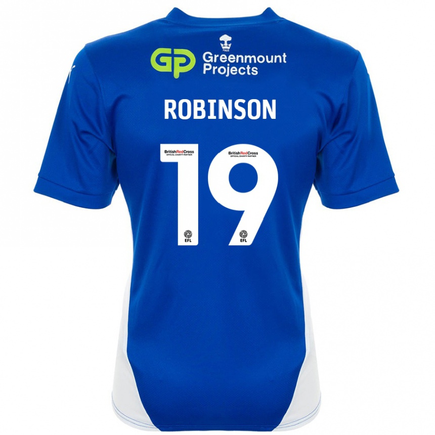 Kids Football Luke Robinson #19 Blue White Home Jersey 2024/25 T-Shirt