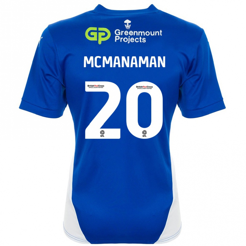 Kids Football Callum Mcmanaman #20 Blue White Home Jersey 2024/25 T-Shirt