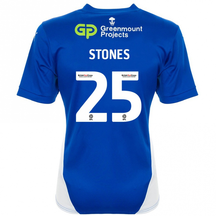 Kids Football Josh Stones #25 Blue White Home Jersey 2024/25 T-Shirt