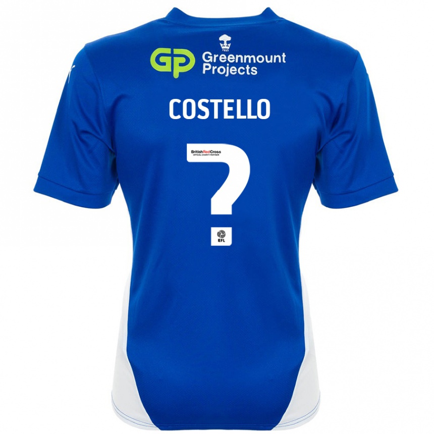 Kids Football Tom Costello #0 Blue White Home Jersey 2024/25 T-Shirt