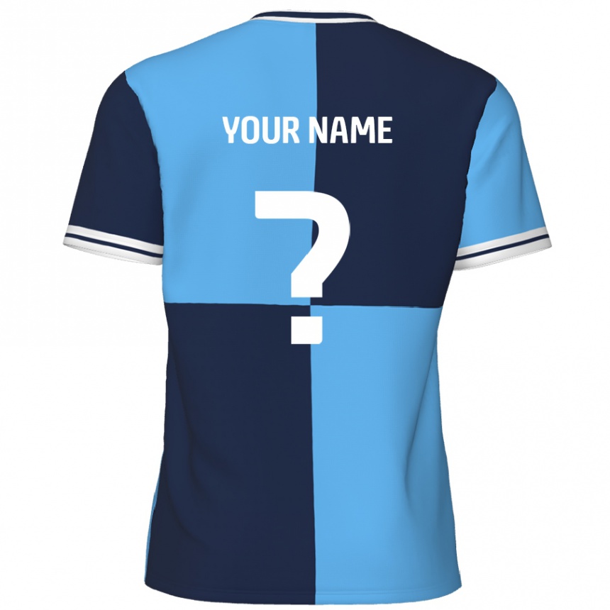 Kids Football Your Name #0 Sky Blue Dark Blue Home Jersey 2024/25 T-Shirt