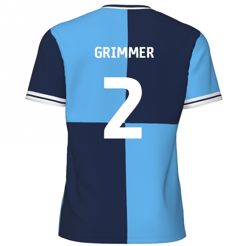 Kids Football Jack Grimmer #2 Sky Blue Dark Blue Home Jersey 2024/25 T-Shirt