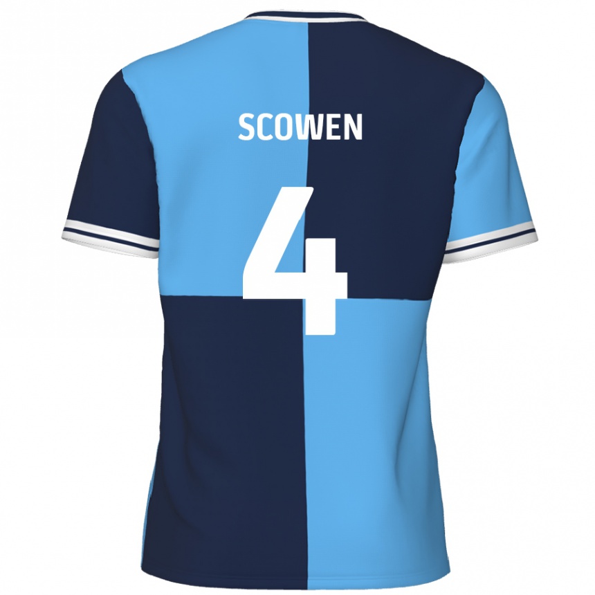 Kids Football Josh Scowen #4 Sky Blue Dark Blue Home Jersey 2024/25 T-Shirt