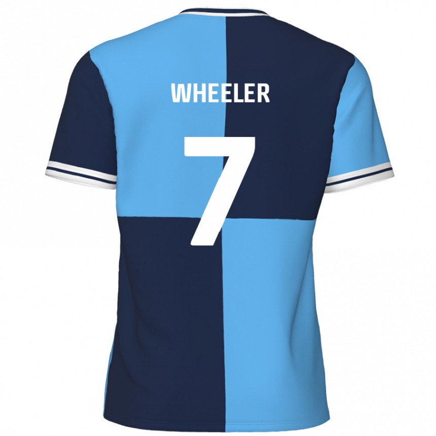 Kids Football David Wheeler #7 Sky Blue Dark Blue Home Jersey 2024/25 T-Shirt