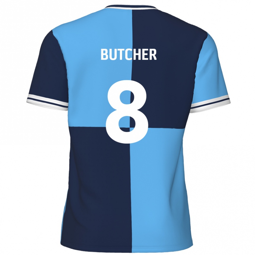 Kids Football Matt Butcher #8 Sky Blue Dark Blue Home Jersey 2024/25 T-Shirt