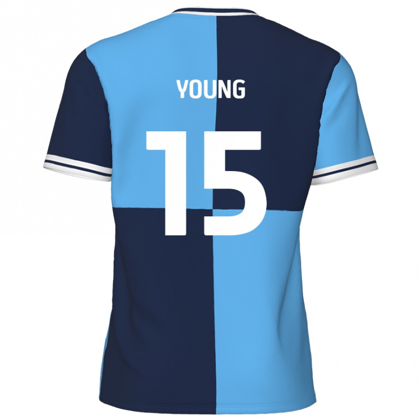 Kids Football Jack Young #15 Sky Blue Dark Blue Home Jersey 2024/25 T-Shirt