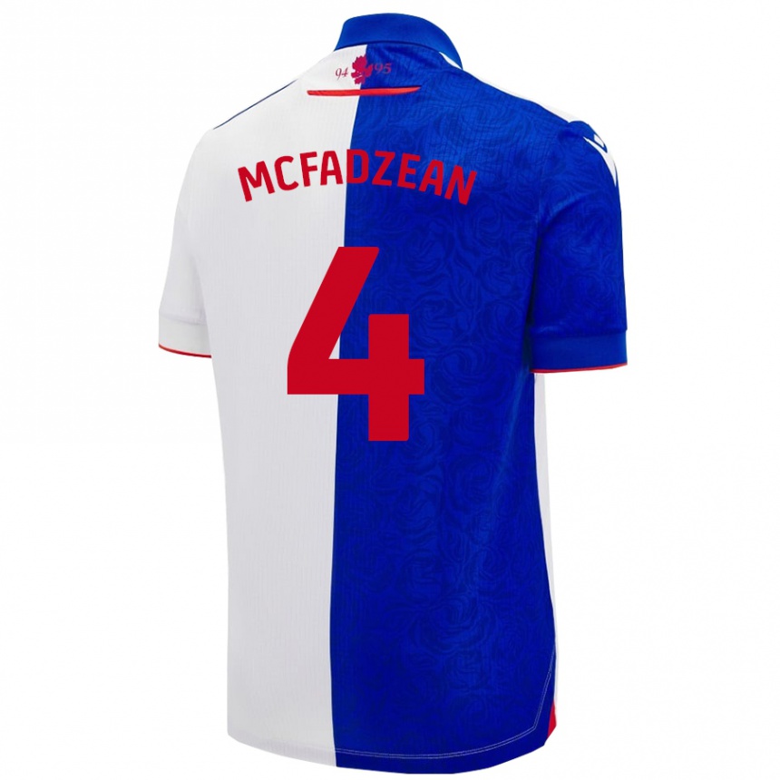 Kids Football Kyle Mcfadzean #4 Sky Blue White Home Jersey 2024/25 T-Shirt