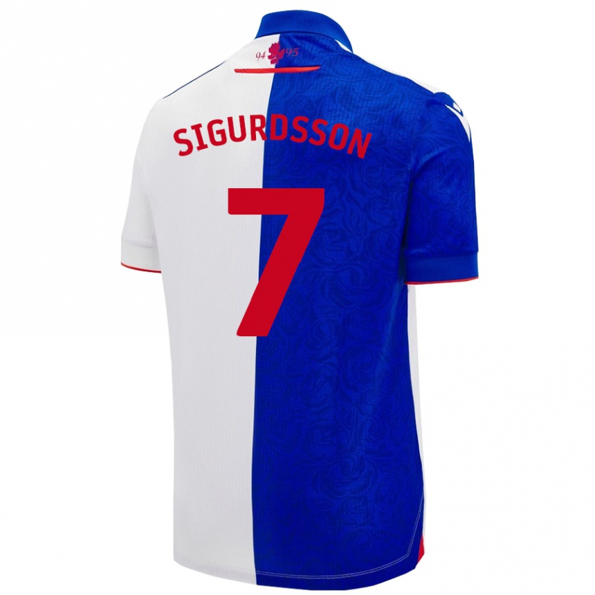 Kids Football Arnór Sigurdsson #7 Sky Blue White Home Jersey 2024/25 T-Shirt