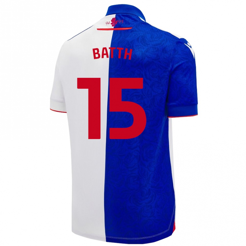 Kids Football Danny Batth #15 Sky Blue White Home Jersey 2024/25 T-Shirt