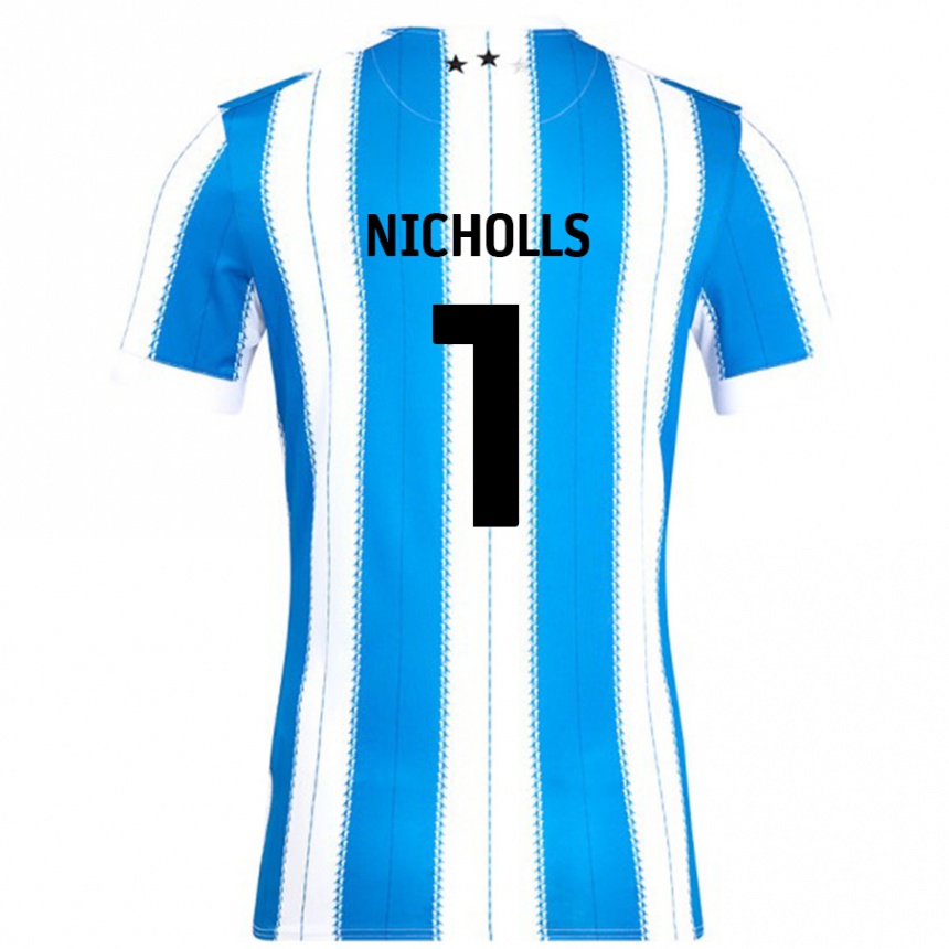 Kids Football Lee Nicholls #1 Blue White Home Jersey 2024/25 T-Shirt