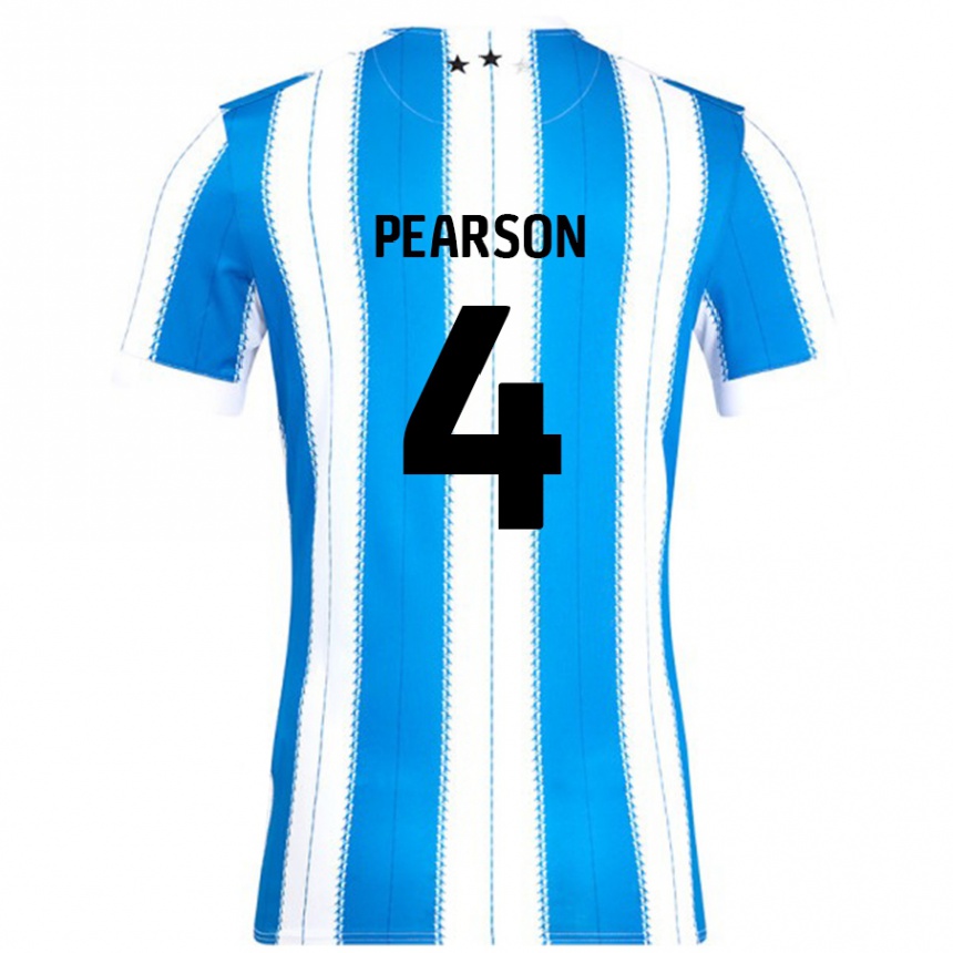 Kids Football Matty Pearson #4 Blue White Home Jersey 2024/25 T-Shirt