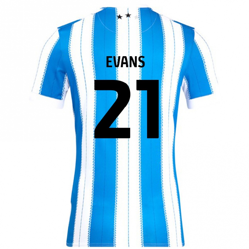 Kids Football Antony Evans #21 Blue White Home Jersey 2024/25 T-Shirt