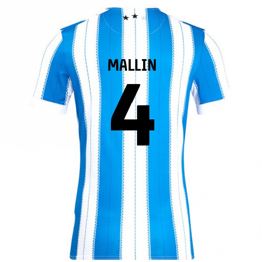 Kids Football Kate Mallin #4 Blue White Home Jersey 2024/25 T-Shirt