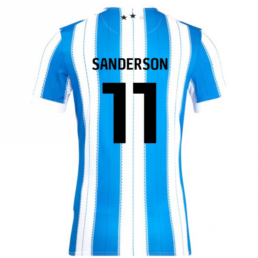 Kids Football Brittany Sanderson #11 Blue White Home Jersey 2024/25 T-Shirt