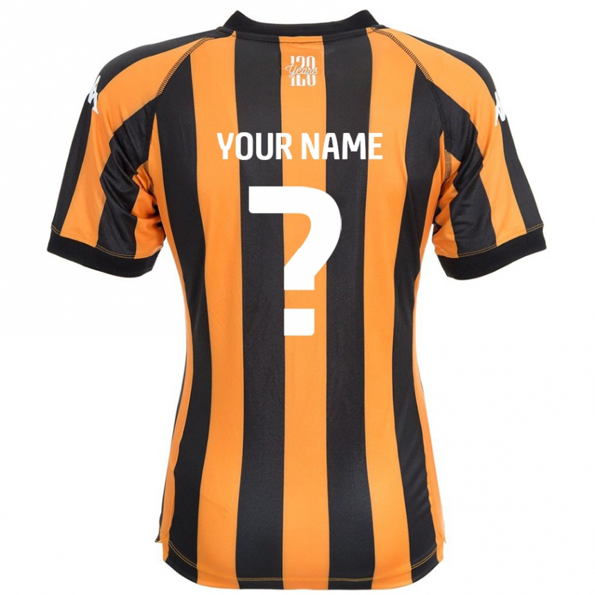 Kids Football Your Name #0 Black Amber Home Jersey 2024/25 T-Shirt