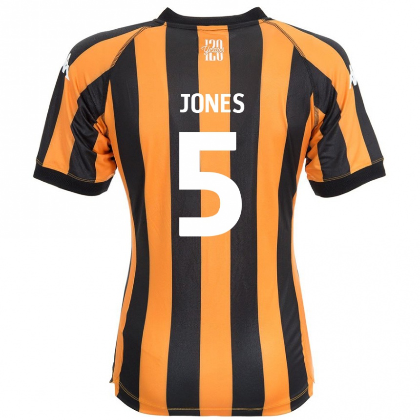 Kids Football Alfie Jones #5 Black Amber Home Jersey 2024/25 T-Shirt