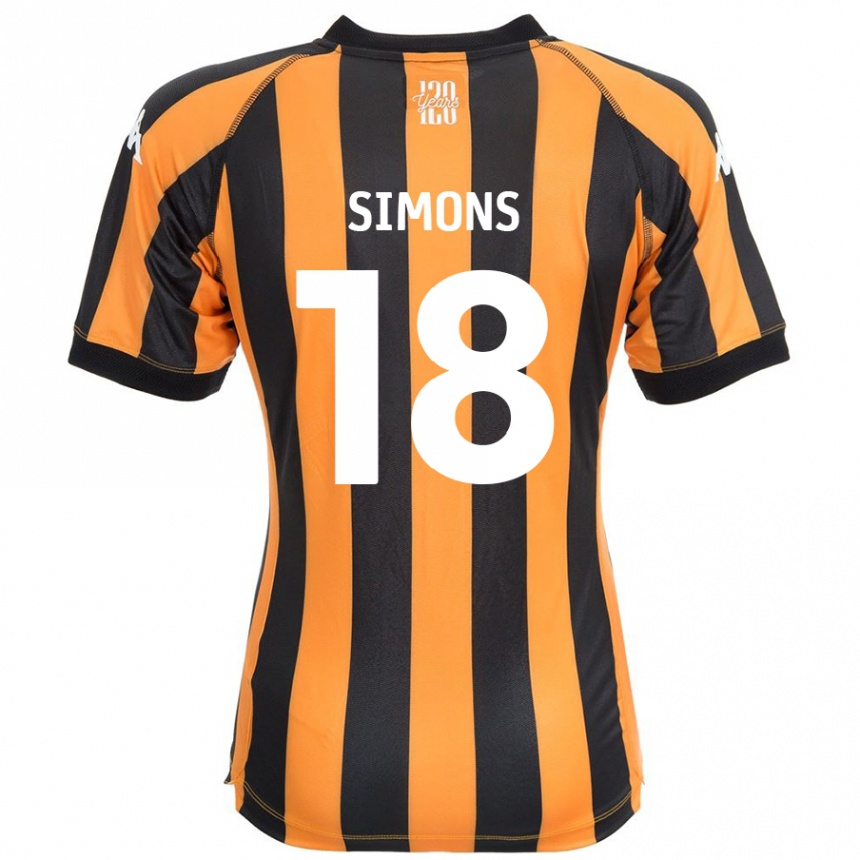 Kids Football Xavier Simons #18 Black Amber Home Jersey 2024/25 T-Shirt