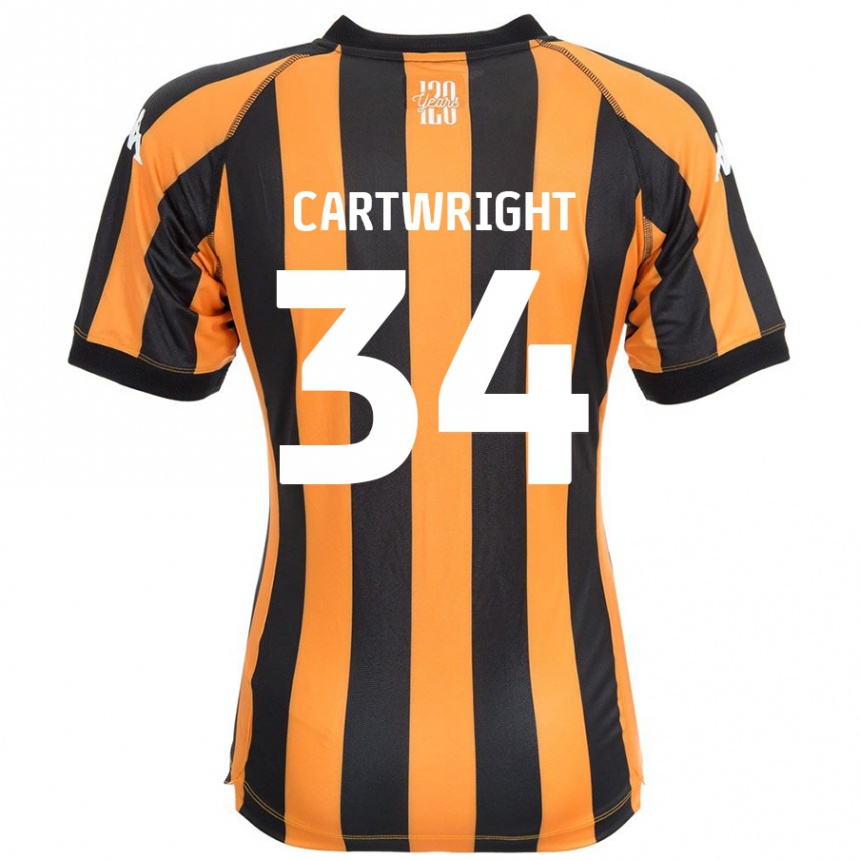 Kids Football Harvey Cartwright #34 Black Amber Home Jersey 2024/25 T-Shirt