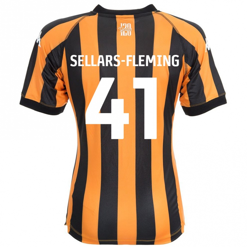 Kids Football Tyrell Sellars-Fleming #41 Black Amber Home Jersey 2024/25 T-Shirt