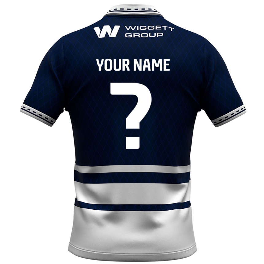 Kids Football Your Name #0 Navy Blue White Home Jersey 2024/25 T-Shirt