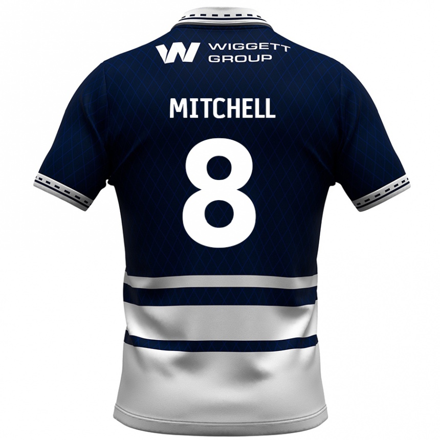 Kids Football Billy Mitchell #8 Navy Blue White Home Jersey 2024/25 T-Shirt