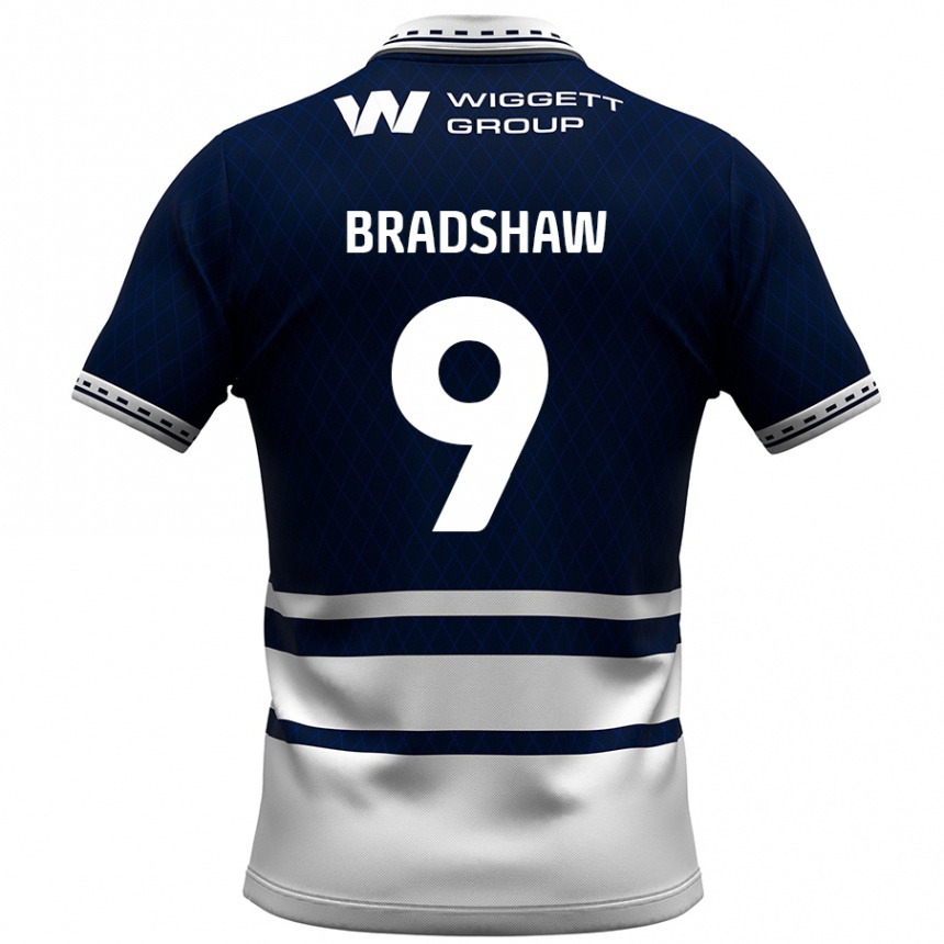 Kids Football Tom Bradshaw #9 Navy Blue White Home Jersey 2024/25 T-Shirt