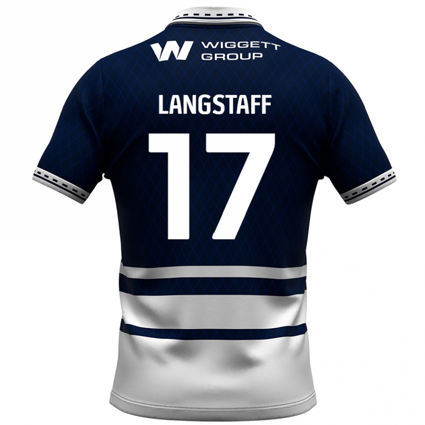 Kids Football Macaulay Langstaff #17 Navy Blue White Home Jersey 2024/25 T-Shirt