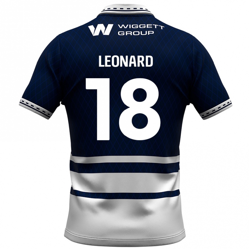 Kids Football Ryan Leonard #18 Navy Blue White Home Jersey 2024/25 T-Shirt