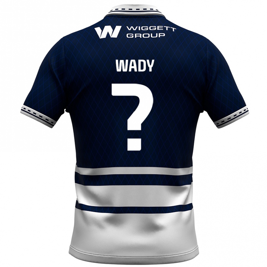 Kids Football Ethan Wady #0 Navy Blue White Home Jersey 2024/25 T-Shirt