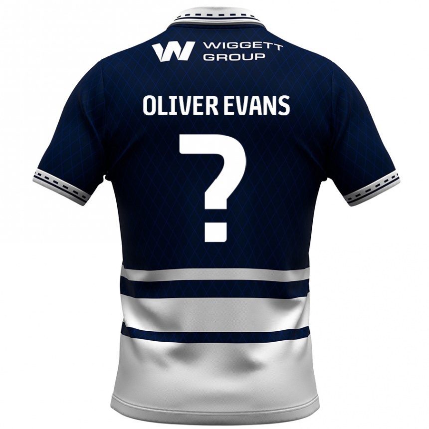 Kids Football Oliver Evans #0 Navy Blue White Home Jersey 2024/25 T-Shirt