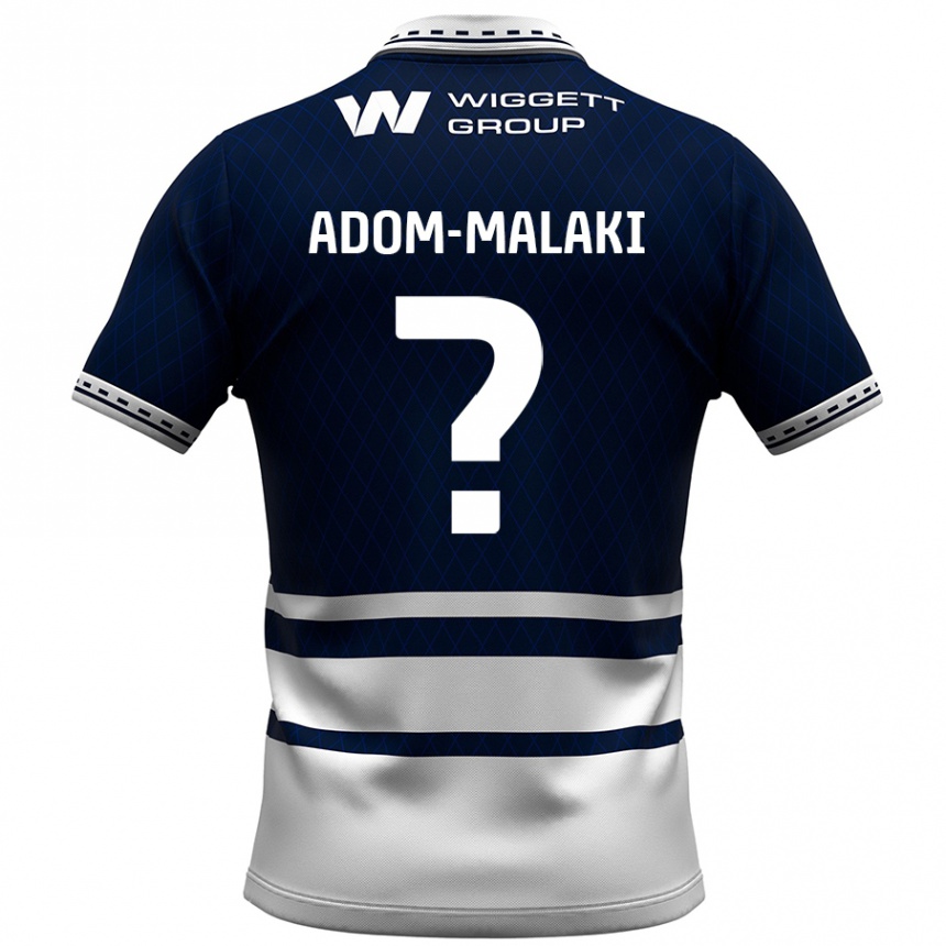 Kids Football Nino Adom-Malaki #0 Navy Blue White Home Jersey 2024/25 T-Shirt