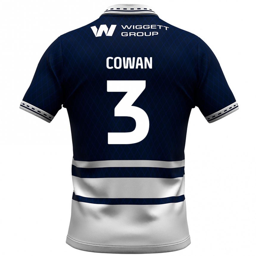 Kids Football Leanne Cowan #3 Navy Blue White Home Jersey 2024/25 T-Shirt