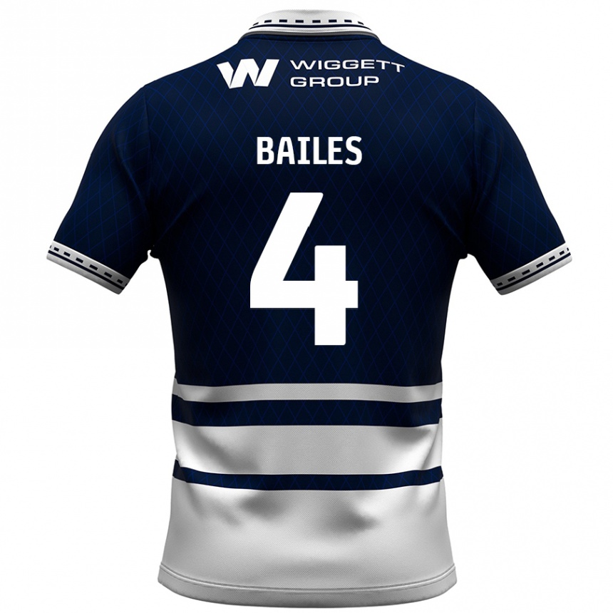 Kids Football Freya Bailes #4 Navy Blue White Home Jersey 2024/25 T-Shirt