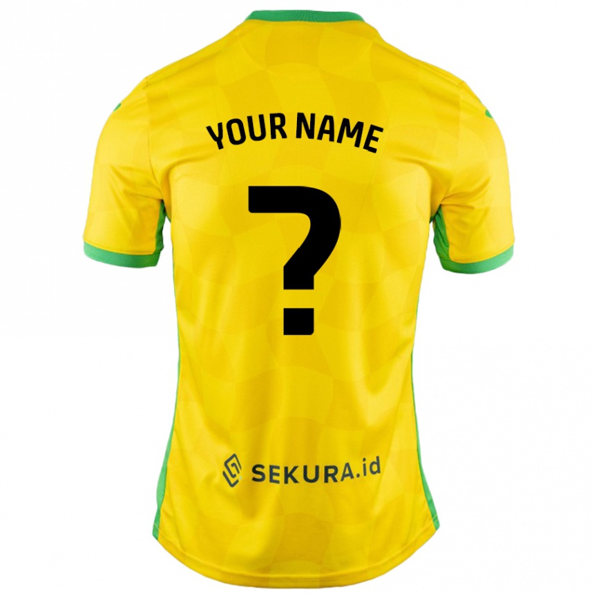 Kids Football Your Name #0 Yellow Green Home Jersey 2024/25 T-Shirt