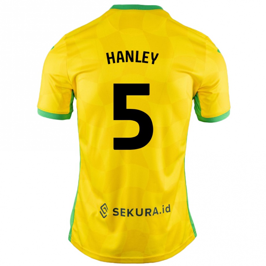 Kids Football Grant Hanley #5 Yellow Green Home Jersey 2024/25 T-Shirt