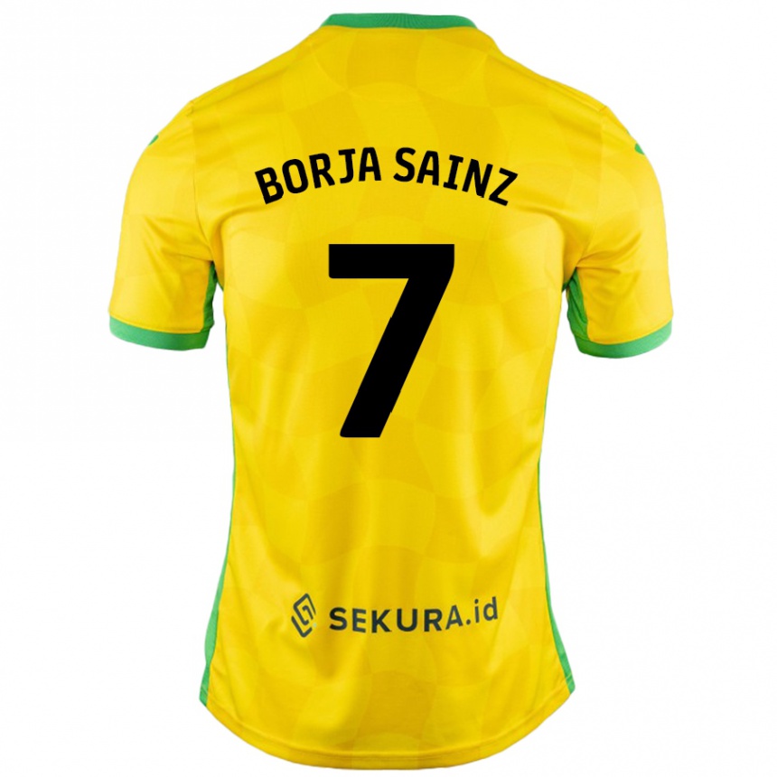 Kids Football Borja Sainz #7 Yellow Green Home Jersey 2024/25 T-Shirt