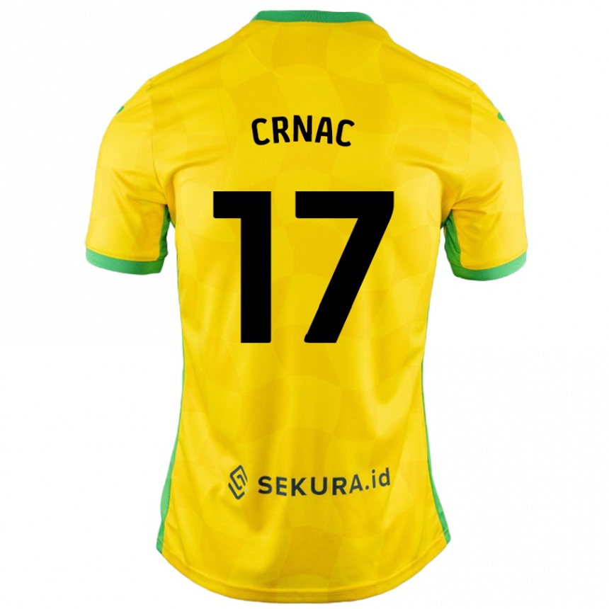 Kids Football Ante Crnac #17 Yellow Green Home Jersey 2024/25 T-Shirt